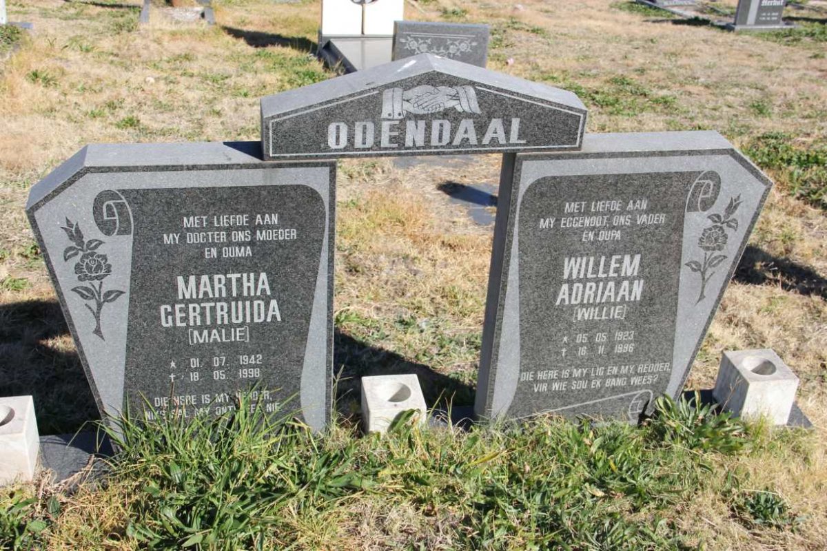 ODENDAAL Willem Adriaan 1923-1996 &amp; Martha Gertruida 1942-1998