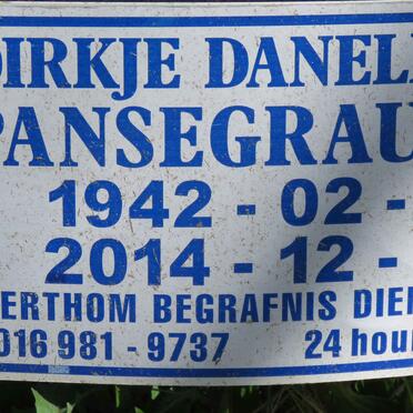 PANSEGRAUW Dirkje Danelina 1942-2014