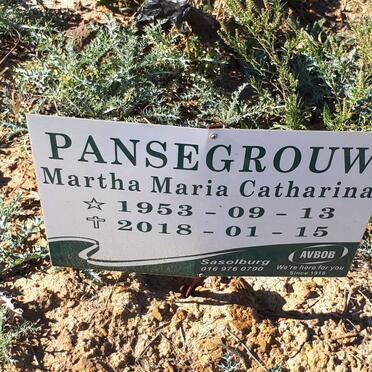 PANSEGROUW Martha Maria Catharina 1953-2018