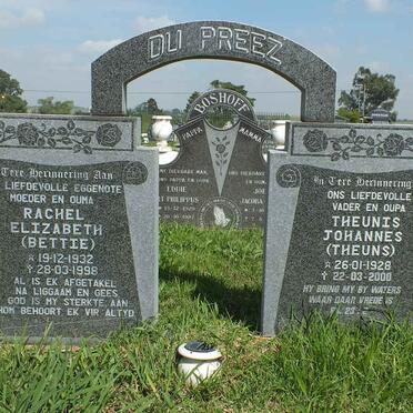PREEZ Theunis Johannes, du 1928-2000 &amp; Rachel Elizabeth 1932-1998