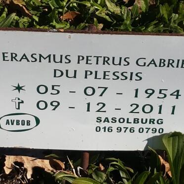 PLESSIS Erasmus Petrus Gabriel, du 1954-2011