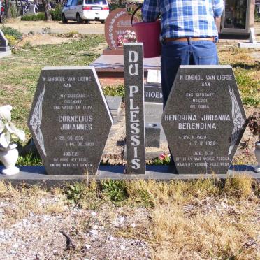 PLESSIS Cornelius Johannes, du 1935-1989 &amp; Hendrina Johanna Berendina 1939-1992 