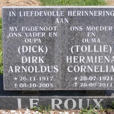 ROUX Dirk Arnoldus, le 1917-2005 &amp; Hermiena Cornelia 1921-2011