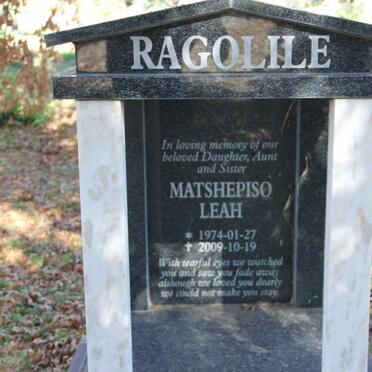 RAGOLILE Matshepiso Leah 1974-2009