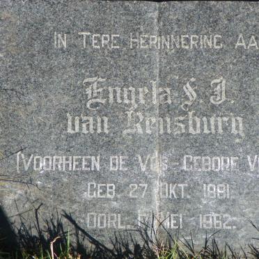 RENSBURG Engela S.J., van formerly DE VOS nee VISSER 1881-1962
