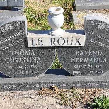 ROUX Barend Hermanus, le 1927-1989 &amp; Thoma Christina 1931-1992