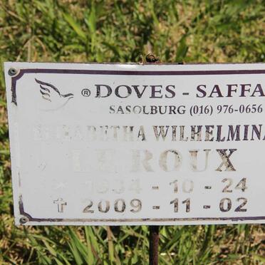 ROUX Elizabetha Wilhelmina, le 1934-2009