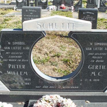 SCHUTTE Pieter Willem 1926-1987 &amp; Gertie M.C 1934-