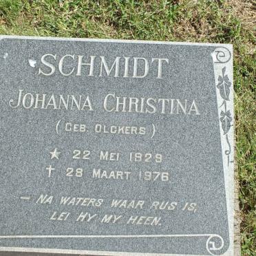 SCHMIDT Johanna Christina nee OLCKERS 1929-1976