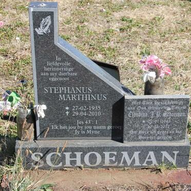 SCHOEMAN Stephanus Marthinus 1935-2010 &amp; Cloudina I.D. 1943-2012