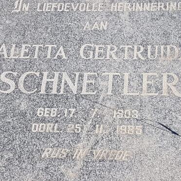 SCHNETLER Aletta Gertruida 1903-1985
