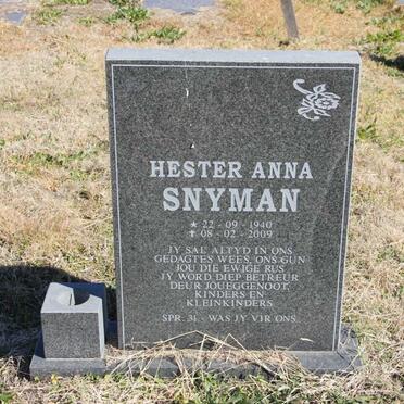 SNYMAN Hester Anna 1940-2009
