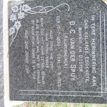 SPUY D.C., van der nee RAUBENHEIMER 1930-1966