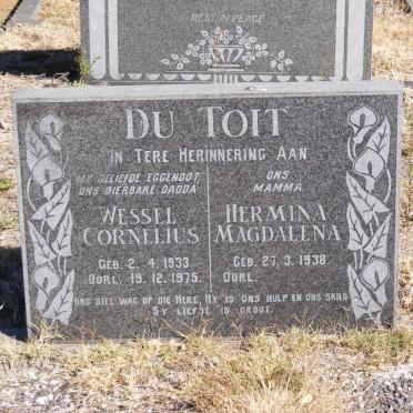 TOIT Wessel Cornelius, du 1933-1975 &amp; Hermina Magdalena 1938-