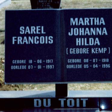 TOIT Sarel Francois, du 1917-1997 &amp; Martha Johanna Hilda KEMP 1918-1996