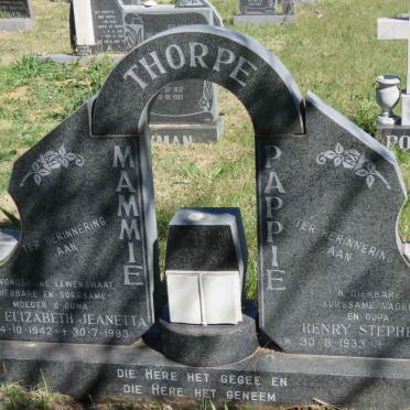 THORPE Henry Stephens 1933- &amp; Anna Elizabeth Jeanetta 1942-1993