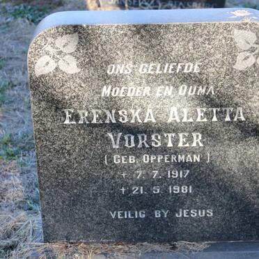 VORSTER Erenska Aletta nee OPPERMAN 1917-1981