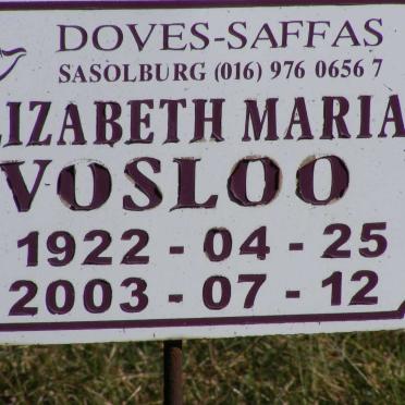 VOSLOO Elizabeth Maria 1922-2003