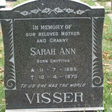 VISSER Sarah Ann nee GRIFFITHS 1886-1973