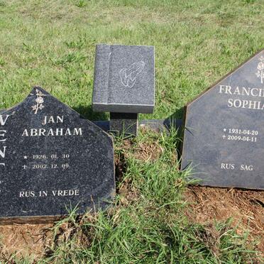 VENTER Jan Abraham 1926-2002 &amp; Francina Sophia 1931-2009