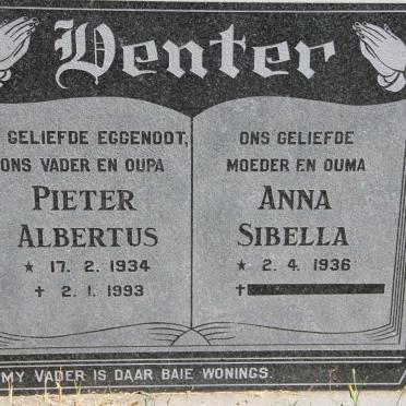 VENTER Pieter Albertus 1934-1993 &amp; Anna Sibella 1936- :: VENTER Estelle Alida 1971-2006