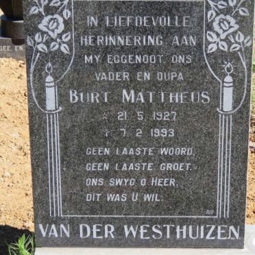 WESTHUIZEN Burt Mattheus, van der 1927-1993