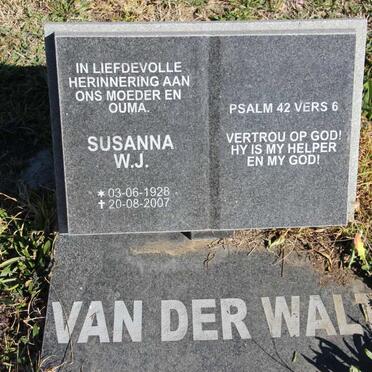 WALT Johannes Christiaan, van der 1932-1995 &amp; Susanna W.J. 1928-2007