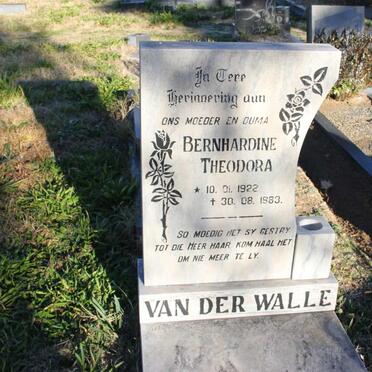 WALLE Bernhardine Theodora, van der 1922-1983