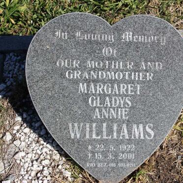 WILLIAMS Margaret Gladys Annie 1922-2001