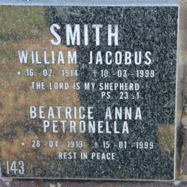SMITH William Jacobus 1914-1999 &amp; Beatrice Anna Petronella 1919-1999