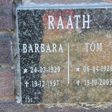 RAATH Tom 1926-2009 &amp; Barbara 1929-1997