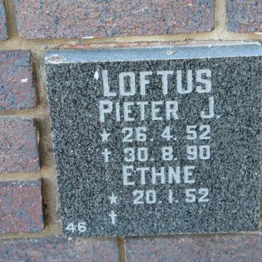 LOFTUS Pieter J. 1952-1990 &amp; Ethne 1952-