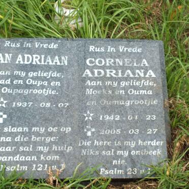 ? Jan Adriaan 1937- &amp; Cornelia Adriana 1942-2005