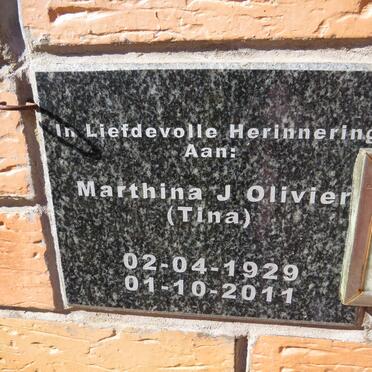 OLIVIER Marthina J. 1929-2011