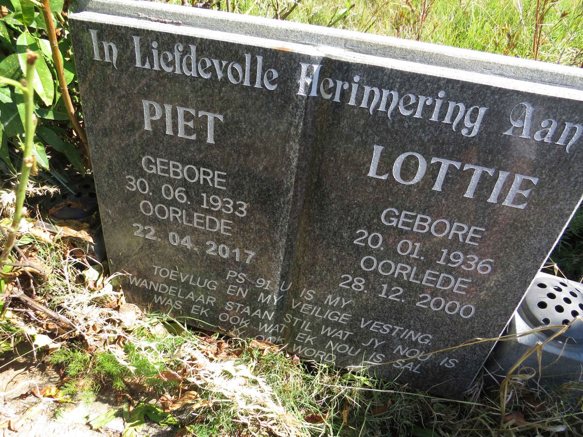 ? Piet 1933-2017 &amp; Lottie 1936-2000