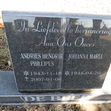 BEER Andries Hendrik Phillipus, de 1943-2007 &amp; Johanna Maria 1948-