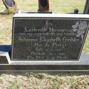 GROBLER Johanna Elizabeth DU PREEZ 1937-1992