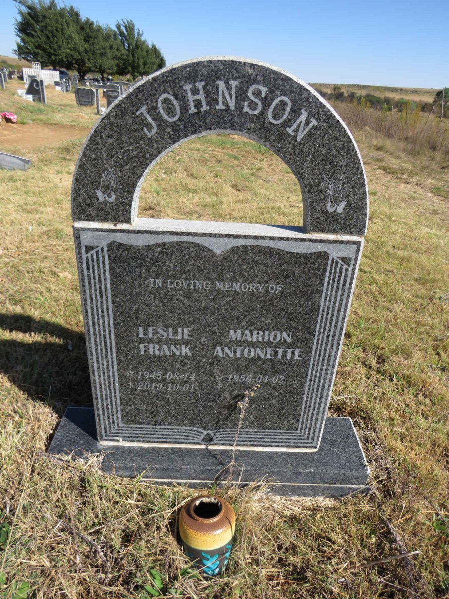 JOHNSON Leslie Frank 1945-2001 &amp; Marion Antonette 1956-