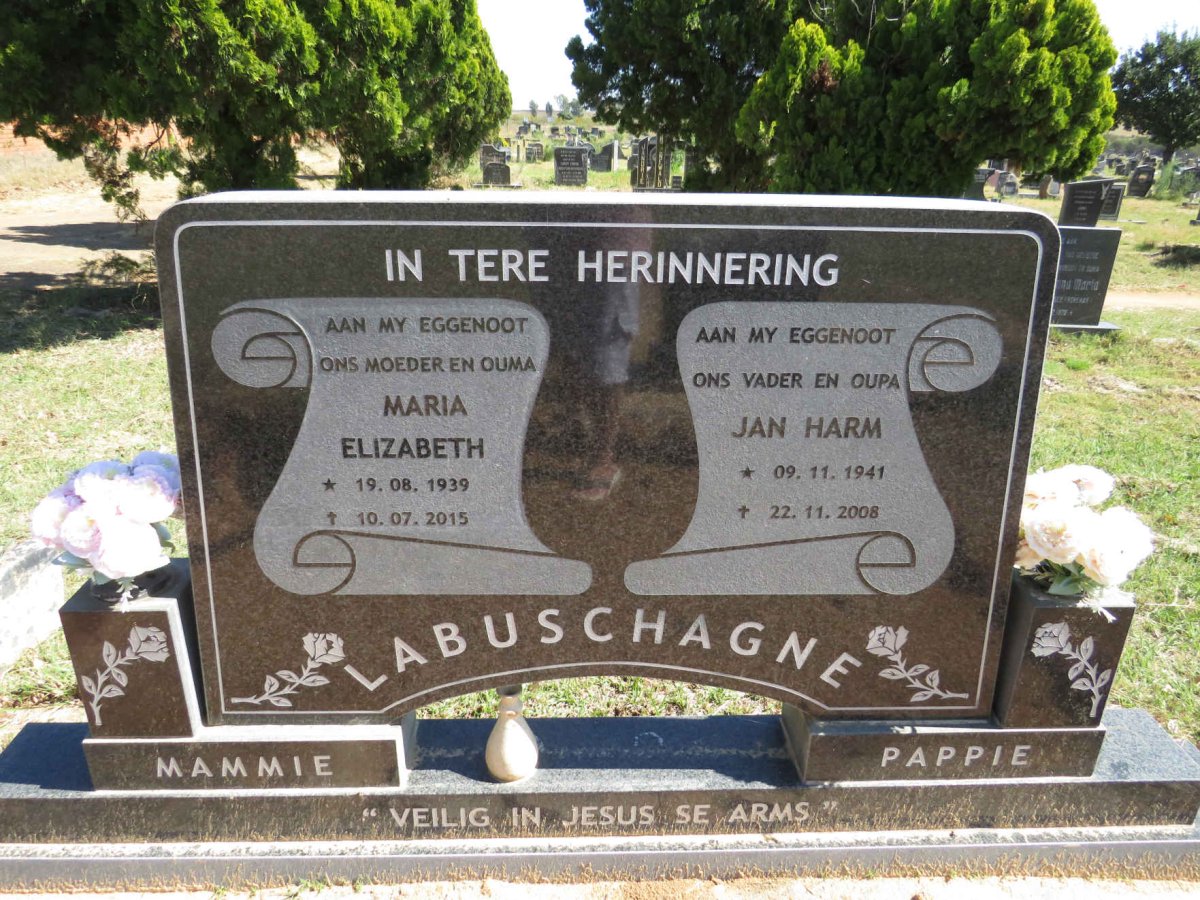 LABUSCHAGNE Jan Harm 1941-2008 & Maria Elizabeth 1939-2015