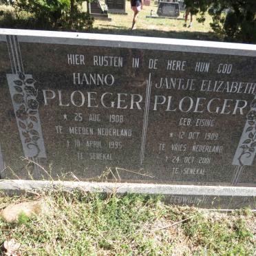 PLOEGER Hanno 1908-1995 & Jantje Elizabeth EISING 1909-2001