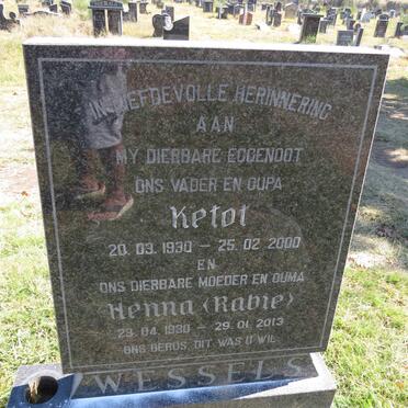 WESSELS Ketot 1930-2000 &amp; Henna RABIE 1930-2013