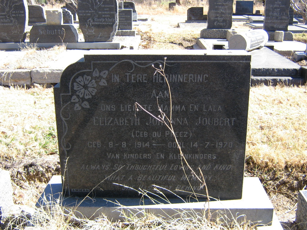 JOUBERT Elizabeth Johanna nee DU PREEZ 1914-1970