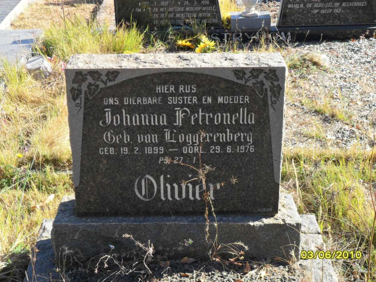 OLIVIER Johanna Petronella nee VAN LOGGERENBERG 1899-1976