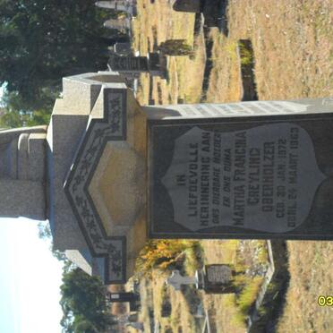 OBERHOLZER Martha Francina nee GREYLING 1872-1963