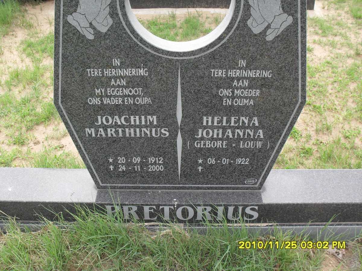 PRETORIUS Joachim Marthinus 1912-2000 &amp; Helena Johanna LOUW 1922