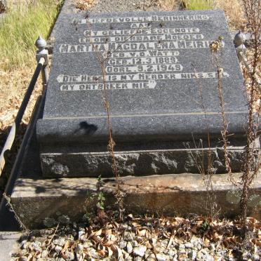 MEIRING Martha Magdalena nee V.D. WATT 1889-1949