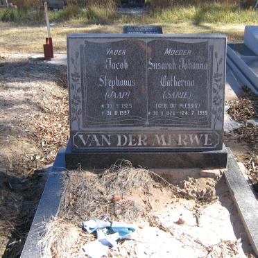 MERWE Jacob Stephanus 1925-1997 &amp; Susarah Johanna Catherina DU PLESSIS 1926-1995