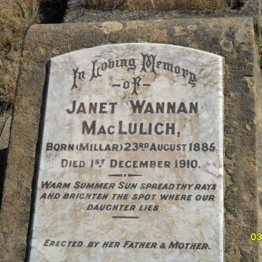 MACLULICH Janet Wannan nee MILLAR 1885-1910