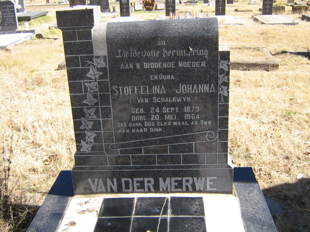 MERWE Stoffelina Johanna, van der nee VAN SCHALKWYK 1879-1964