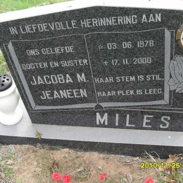MILES Jacoba M. Jeaneen 1978-2000